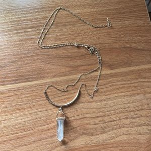 Long gold crystal necklace